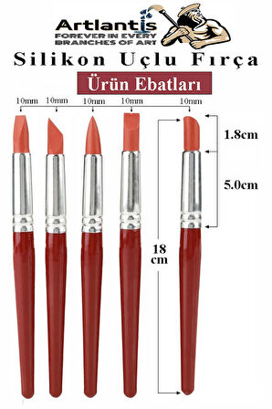Bordo Silikon Uçlu Fırça Modelaj 5 li 1 Paket Kauçuk Polimer Kil Çömlek Seramik Şekillendirici Kalem Rötuş Kalem Set