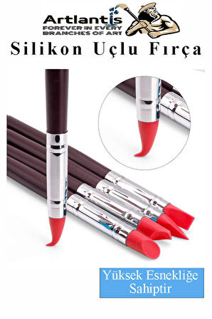 Bordo Silikon Uçlu Fırça Modelaj 5 li 1 Paket Kauçuk Polimer Kil Çömlek Seramik Şekillendirici Kalem Rötuş Kalem Set