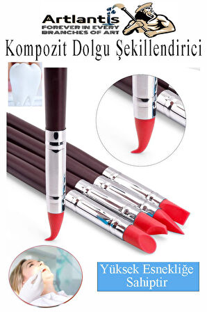 Bordo Kompozit Dolgu Şekillendirici Silikon Uçlu Fırça 5 li 1 Paket Diş Reçine Fırça Kalemi Diş Şekillendirme Kaucuk Diş