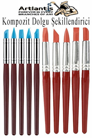 Kompozit Dolgu Şekillendirici Silikon Uçlu Fırça 10 lu 1 Paket Diş Reçine Fırça Kalemi Diş Şekillendirme Kaucuk Diş