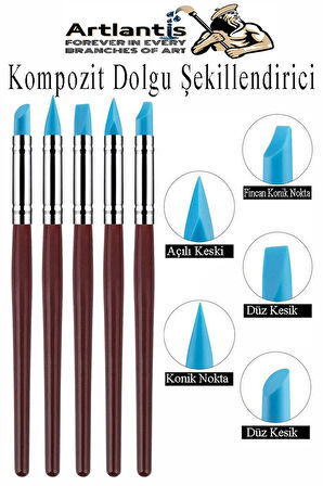 Kompozit Dolgu Şekillendirici Silikon Uçlu Fırça 10 lu 1 Paket Diş Reçine Fırça Kalemi Diş Şekillendirme Kaucuk Diş