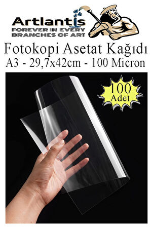 Asetat Kağıdı Pvc A3 100 Adet 100 Micron Fotokopi Asetatı Şeffaf A3 Kağıdı 29.7x42 Projektör Tepegöz