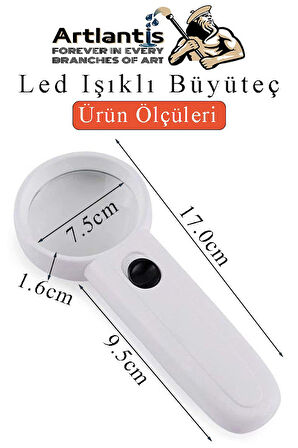 Led Işıklı Büyüteç 75 mm 1 Adet 3X Büyütme Optik Büyüteç El Tipi Işıklı Lens Taşınabilir Okul Büro Ofis