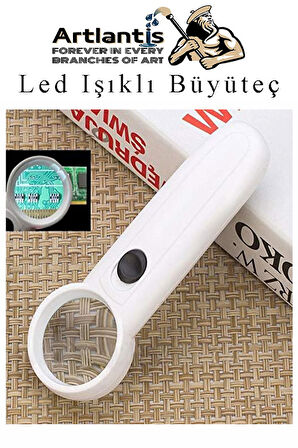 Led Işıklı Büyüteç 75 mm 1 Adet 3X Büyütme Optik Büyüteç El Tipi Işıklı Lens Taşınabilir Okul Büro Ofis