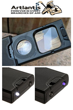 Led Işıklı Çift Gözlü Kızaklı Büyüteç 1 Adet Mor Işıklı 45X 5X Büyütme Lens El Tipi Lup Mercek Büyüteç Okul Büro Ofis