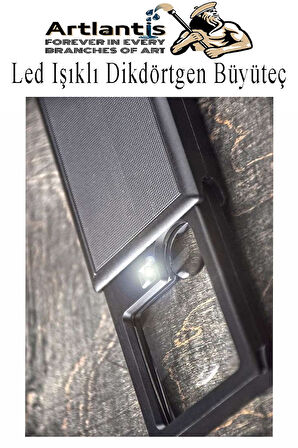Led Işıklı Dikdörtgen Çekmeceli Büyüteç 1 Adet 3X 6X Büyütme Optik Lens El Tipi Mercek Çep Büyüteci Okul Ofis Büro