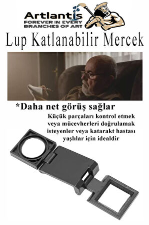 Lup Büyüteç Mercek 2x2 cm 1 Adet 10X Büyütmeli Plastik Katlamalı Lup Optik Mercek Tekstil Kumaş İplik Katlanabilir