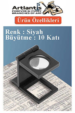Lup Büyüteç Mercek 2x2 cm 1 Adet 10X Büyütmeli Plastik Katlamalı Lup Optik Mercek Tekstil Kumaş İplik Katlanabilir