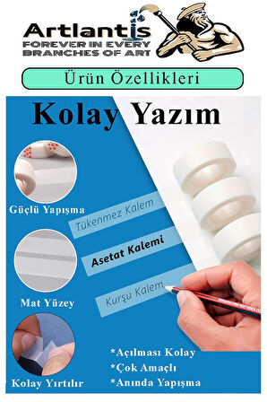 Görünmez Bant 19x33 Metre 3 Adet Şeffaf Görünmez Bant Aydınger Yazılabilir Mat Bant Büro Bandı Selefon Bant