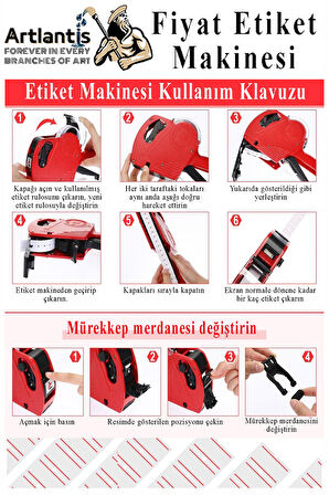 Etiket Makinesi Mavi 1 Adet Yeşil Fiyat Etiketi 10 Rulo Sekiz Haneli Fiyat Etiketi Makinası Lira Dolar Euro Dayanıklı