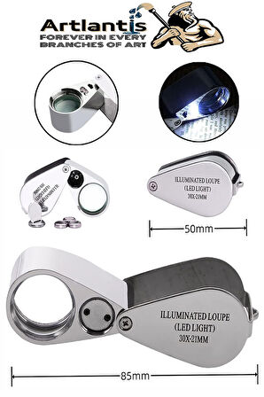 Işıklı Lup Büyüteç Mercek 30X Büyütme 21 mm 1 Adet 30X Kuyumcu Takı Lupu Paslanmaz Çelik Optik Kaliteli Taşınabilir Lup