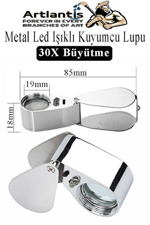 Işıklı Lup Büyüteç Mercek 30X Büyütme 21 mm 1 Adet 30X Kuyumcu Takı Lupu Paslanmaz Çelik Optik Kaliteli Taşınabilir Lup