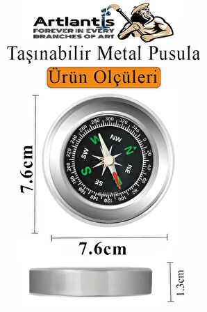 Pusula Çelik 75 mm 1 Adet Profesyonel Metal Kasa Dayanıklı Taşınabilir El Pusulası Yuvarlak Cep Pusulası