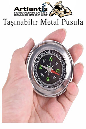 Pusula Çelik 75 mm 1 Adet Profesyonel Metal Kasa Dayanıklı Taşınabilir El Pusulası Yuvarlak Cep Pusulası