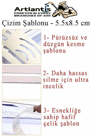 Silgi Şablonu Metal 5.5x8.5 cm 1 Adet Paslanmaz Çelik Silgi Şablonu Çizim Şablonu Cetveli Mimari Mühendislik