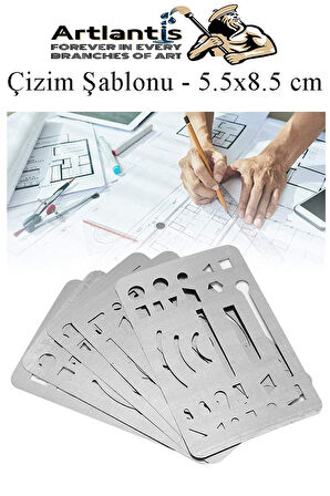 Silgi Şablonu Metal 5.5x8.5 cm 1 Adet Paslanmaz Çelik Silgi Şablonu Çizim Şablonu Cetveli Mimari Mühendislik