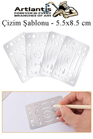 Silgi Şablonu Metal 5.5x8.5 cm 1 Adet Paslanmaz Çelik Silgi Şablonu Çizim Şablonu Cetveli Mimari Mühendislik