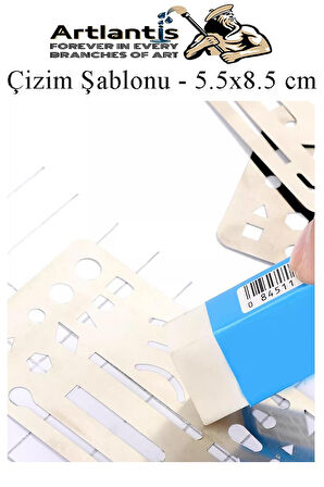 Silgi Şablonu Metal 5.5x8.5 cm 1 Adet Paslanmaz Çelik Silgi Şablonu Çizim Şablonu Cetveli Mimari Mühendislik
