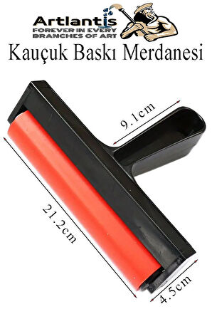 Kauçuk Baskı Merdanesi 20 cm 1 Adet Plastik Linol Baskı Merdanesi Silindir Rulo Merdane Vinil Baskı Yapıştırma