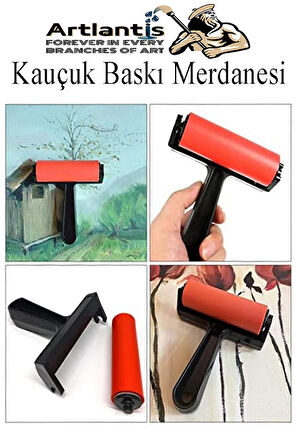Kauçuk Baskı Merdanesi 20 cm 1 Adet Plastik Linol Baskı Merdanesi Silindir Rulo Merdane Vinil Baskı Yapıştırma