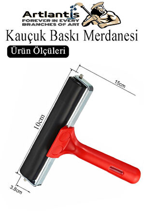 Kauçuk Baskı Merdanesi 10 cm Metal 1 Adet Plastik Linol Baskı Merdanesi Silindir Rulo Merdane Vinil Baskı Yapıştırma