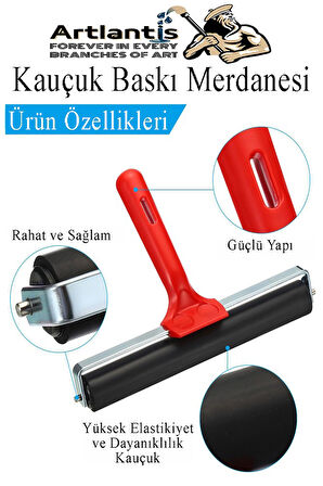 Kauçuk Baskı Merdanesi 15 cm Metal 1 Adet Plastik Linol Baskı Merdanesi Silindir Rulo Merdane Vinil Baskı Yapıştırma