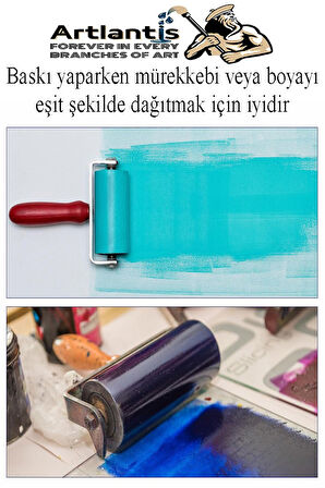 Kauçuk Baskı Merdanesi 15 cm Metal 1 Adet Plastik Linol Baskı Merdanesi Silindir Rulo Merdane Vinil Baskı Yapıştırma