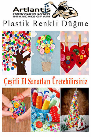 Renkli Düğme Plastik 2.5 cm 50 li 1 Paket 25 mm Plastik Renkli Düğme Dikiş Parlak Yuvarlak 4 Delikli Düğme Etkinlik Okul