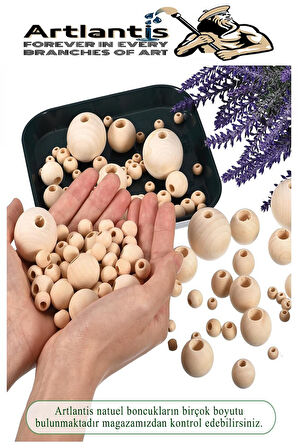 Naturel Ahşap Boncuk 18mm 100 lü 1 Paket Ham Boyanabilir Ahşap Yuvarlak Doğal Boncuklar Takı Tasarım Ektinlik Kreş Okul