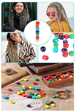 Renkli Ahşap Boncuk 12mm 150 li 1 Paket Renkli Ahşap Boyalı Yuvarlak Doğal Boncuklar Saç Takı Tasarım Ektinlik Kreş Okul