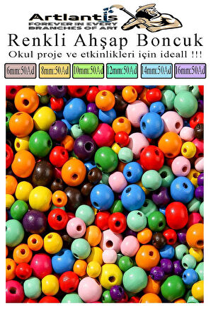 Renkli Ahşap Boncuk 300 lü 1 Paket Renkli Ahşap Boyalı Yuvarlak Doğal Boncuklar Saç Takı Tasarım Etkinlik Kreş