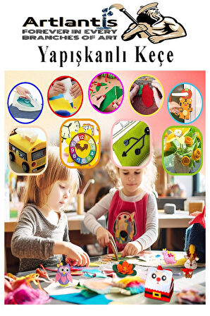 Yapışkanlı Keçe 50x70 cm 10 Renk 1 Paket 2.0 mm Renkli Hobi Keçesi Elişi Keçe Kumaşı Anasınıfı Kreş Okul Öncesi El Sanat