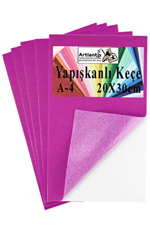 Yapışkanlı Keçe A4 20X30 cm 5 li 1 Paket 2.0 mm Kendinden Yapışkanlı Renkli Hobi Keçesi Elişi Keçe Kumaşı Anasınıfı Kreş