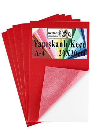 Yapışkanlı Keçe A4 20X30 cm 5 li 1 Paket 2.0 mm Kendinden Yapışkanlı Renkli Hobi Keçesi Elişi Keçe Kumaşı Anasınıfı Kreş