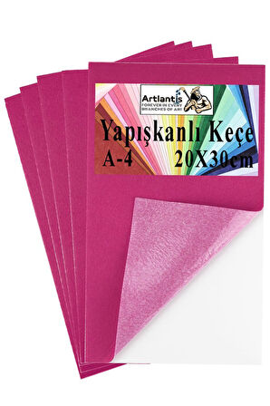 Yapışkanlı Keçe A4 20X30 cm 5 li 1 Paket 2.0 mm Kendinden Yapışkanlı Renkli Hobi Keçesi Elişi Keçe Kumaşı Anasınıfı Kreş