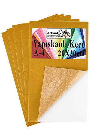 Yapışkanlı Keçe A4 20X30 cm 5 li 1 Paket 2.0 mm Kendinden Yapışkanlı Renkli Hobi Keçesi Elişi Keçe Kumaşı Anasınıfı Kreş