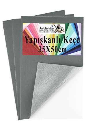 Gri Yapışkanlı Keçe 35x50 cm 3 Adet 2.0 mm Kendinden Yapışkanlı Renkli Hobi Keçesi Elişi Keçe Kumaşı Anasınıfı