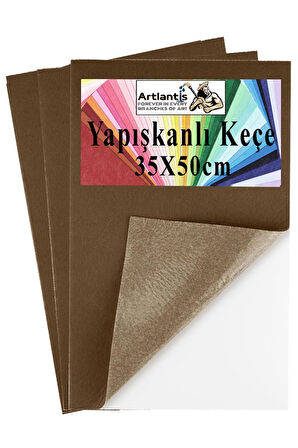 Kahverengi Yapışkanlı Keçe 35x50 cm 3 Adet 2.0 mm Kendinden Yapışkanlı Renkli Hobi Keçesi Elişi Keçe Kumaşı Anasınıfı