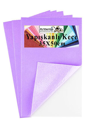 Lila Yapışkanlı Keçe 35x50 cm 3 Adet 2.0 mm Kendinden Yapışkanlı Renkli Hobi Keçesi Elişi Keçe Kumaşı Anasınıfı