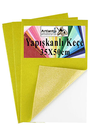 Sarı Yapışkanlı Keçe 35x50 cm 3 Adet 2.0 mm Kendinden Yapışkanlı Renkli Hobi Keçesi Elişi Keçe Kumaşı Anasınıfı