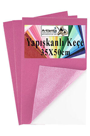Açık Pembe Yapışkanlı Keçe 50x70 cm 3 Adet 2.0 mm Kendinden Yapışkanlı Renkli Hobi Keçesi Elişi Keçe Kumaşı Anasınıfı