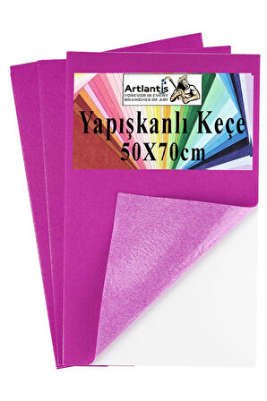 Fuşya Yapışkanlı Keçe 50x70 cm 3 Adet 2.0 mm Kendinden Yapışkanlı Renkli Hobi Keçesi Elişi Keçe Kumaşı Anasınıfı