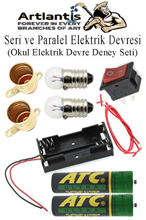 Seri ve Paralel Basit Elektrik Devresi 1 Paket Deney Seti Sarı Mini Duy 2 Adet Mini Ampul 2 Adet Anahtar İş Eğitimi Seti