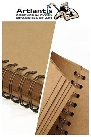 Telli A5 Kraft Eskiz Defteri Spiralli 50 Yaprak Karakalem Çizim Seti Sketch Pad Gölgelendirme Dereceli Kalem Yandan Açma