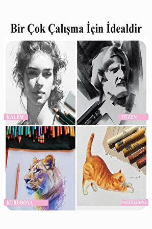 Telli A5 Kraft Eskiz Defteri Spiralli 50 Yaprak Karakalem Çizim Seti Sketch Pad Gölgelendirme Dereceli Kalem Yandan Açma