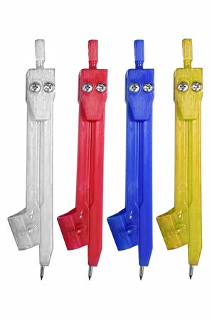 Plastik Pergel 4 Adet Renkli Plastik Pergel Ekonomik Okul Teknik Çizim Kurşun Kalem Yuvalı