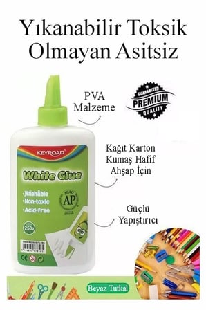 Beyaz Tutkal 120 gr 2 Adet Keyroad Beyaz Mobilya Tutkalı 120 gr Ahşap Tutkalı Su Bazlı Çok Amaçlı Beyaz Tutkal
