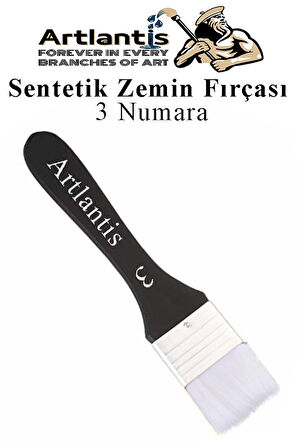 Zemin Fırçası 3 Numara 1 Adet Siyah Saplı Beyaz Fırça Kıllı Sentetik İpek Uçlu Kıl Akrilik Guaj Yağlı Boya Fırçası Zemin