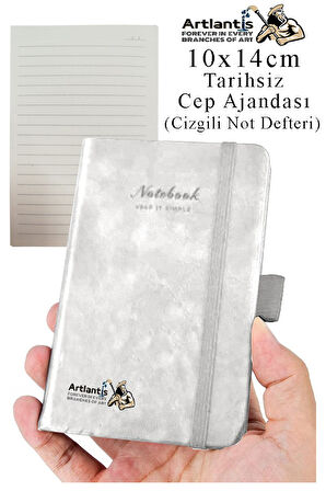 Sert Kapak Tarihsiz Ajanda 10x14 cm 1 Adet Sert Kapak Lastikli Not Defteri Cep Ajandası Çizgili Kalem Tutuculu Thermo
