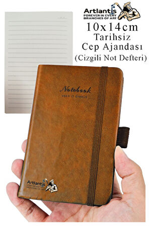 Sert Kapak Tarihsiz Ajanda 10x14 cm 1 Adet Sert Kapak Lastikli Not Defteri Cep Ajandası Çizgili Kalem Tutuculu Thermo